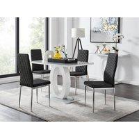 FurnitureboxUK Giovani Grey White Modern High Gloss And Glass Dining Table And 4 Milan Chairs Set in Black