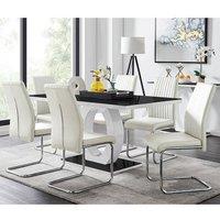 FurnitureboxUK Giovani High Gloss And Glass Dining Table And 6 Lorenzo Chairs Set in White