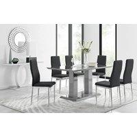 FurnitureboxUK Imperia Grey Modern High Gloss Dining Table And 6 Milan Dining Chairs Set in Black