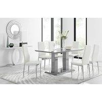 FurnitureboxUK Imperia Grey Modern High Gloss Dining Table And 6 Milan Dining Chairs Set in Off White