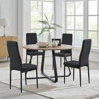 FurnitureboxUK Santorini Brown Round Dining Table And 4 Milan Black Leg Chairs