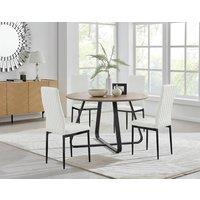 FurnitureboxUK Santorini Brown Round Dining Table And 4 Milan Black Leg Chairs in Off White