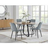 FurnitureboxUK Santorini Brown Round Dining Table And 4 Pesaro Black Leg Chairs in Grey