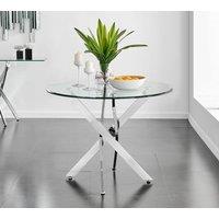 FurnitureboxUK Novara 100cm Round 4-Seater Glass & Metal Starburst Dining Table in Silver