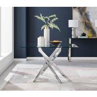 FurnitureboxUK Leonardo 120cm 4-Seater Glass And Chrome Metal Starburst Dining Table in Silver