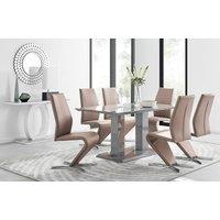 FurnitureboxUK Imperia 6 Grey Dining Table and 6 Willow Chairs in Beige