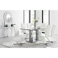 FurnitureboxUK Imperia 6 Grey Dining Table and 6 Willow Chairs in Off White