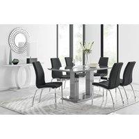FurnitureboxUK Imperia 6 Grey Dining Table and 6 Isco Chairs in Black