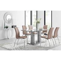 FurnitureboxUK Imperia 6 Grey Dining Table and 6 Isco Chairs in Beige