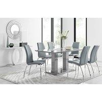 FurnitureboxUK Imperia 6 Grey Dining Table and 6 Isco Chairs