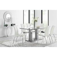 FurnitureboxUK Imperia 6 Grey Dining Table and 6 Isco Chairs in Off White