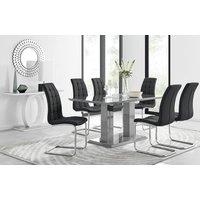 FurnitureboxUK Imperia 6 Grey Dining Table and 6 Murano Chairs in Black
