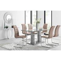 FurnitureboxUK Imperia 6 Grey Dining Table and 6 Murano Chairs in Beige