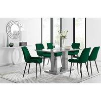 FurnitureboxUK Imperia 6 Grey Dining Table and 6 Pesaro Black Leg Chairs in Green