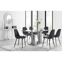 FurnitureboxUK Imperia 6 Grey Dining Table and 6 Corona Black Leg Chairs