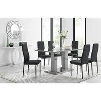 FurnitureboxUK Imperia 6 Grey Dining Table and 6 Milan Black Leg Chairs