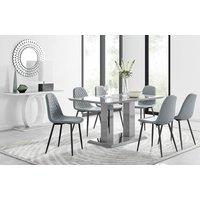 FurnitureboxUK Imperia 6 Grey Dining Table and 6 Corona Black Leg Chairs