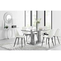 FurnitureboxUK Imperia 6 Grey Dining Table and 6 Corona Black Leg Chairs in Off White