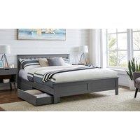 FurnitureboxUK Azure Modern White Solid Pine King Bed + Windsor Mattress + 2 Drawers in Grey | Size: Single