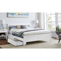 FurnitureboxUK Azure Modern White Solid Pine King Bed + Windsor Mattress + 2 Drawers | Size: Double