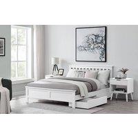 FurnitureboxUK Azure Modern Grey Solid Pine King Bed + Windsor Mattress + 4 Drawers in White | Size: Double