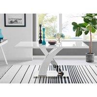 FurnitureboxUK Atlanta 160cm Chrome Metal And White High Gloss 6-Seater Dining Table