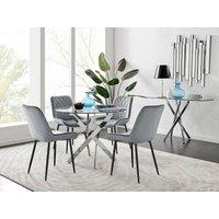 FurnitureboxUK Novara 100cm Round Dining Table and 4 Pesaro Black Leg Chairs in Grey