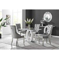 FurnitureboxUK Giovani 4 Grey Dining Table & 4 Velvet Belgravia Chairs