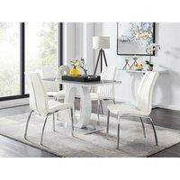 FurnitureboxUK Giovani 4 Grey Dining Table & 4 Isco Chairs in Off White