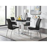 FurnitureboxUK Giovani 4 Grey Dining Table & 4 Isco Chairs in Black