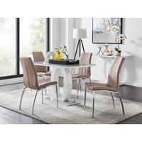 FurnitureboxUK Giovani 4 Grey Dining Table & 4 Isco Chairs in Beige