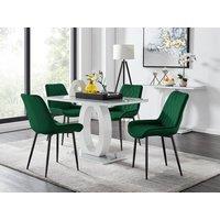 FurnitureboxUK Giovani 4 Grey Dining Table & 4 Pesaro Black Leg Chairs in Green