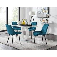 FurnitureboxUK Giovani 4 Grey Dining Table & 4 Pesaro Black Leg Chairs in Blue