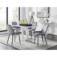 FurnitureboxUK Giovani 4 Grey Dining Table & 4 Pesaro Black Leg Chairs