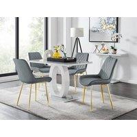 FurnitureboxUK Giovani 4 Grey Dining Table & 4 Pesaro Gold Leg Chairs