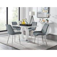 FurnitureboxUK Giovani 4 Grey Dining Table & 4 Pesaro Silver Leg Chairs