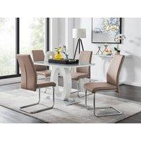 FurnitureboxUK Giovani Grey White Modern High Gloss And Glass Dining Table And 4 Lorenzo Chairs Set in Beige