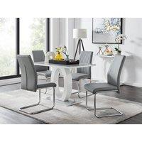 FurnitureboxUK Giovani Grey White Modern High Gloss And Glass Dining Table And 4 Lorenzo Chairs Set