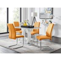FurnitureboxUK Giovani Grey White Modern High Gloss And Glass Dining Table And 4 Lorenzo Chairs Set in Mustard
