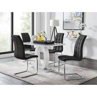 FurnitureboxUK Giovani Grey White Modern High Gloss And Glass Dining Table And 4 Murano Chairs Set in Black