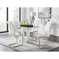 FurnitureboxUK Giovani Grey White Modern High Gloss And Glass Dining Table And 4 Murano Chairs Set in Off White