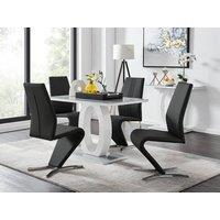 FurnitureboxUK Giovani Grey White Modern High Gloss And Glass Dining Table And 4 Willow Chairs Set in Black
