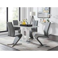 FurnitureboxUK Giovani Grey White Modern High Gloss And Glass Dining Table And 4 Willow Chairs Set