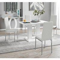 FurnitureboxUK Imperia 4 Seater Modern White High Gloss Rectangular Dining Table And 4 Milan Faux Leather Chairs