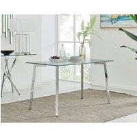 FurnitureboxUK Cosmo 130cm 7 Seater Chrome Metal And Glass Rectangular Dining Table in Silver