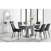 FurnitureboxUK Imperia 6 Grey Dining Table and 6 Pesaro Black Leg Chairs