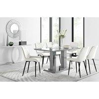 FurnitureboxUK Imperia 6 Grey Dining Table and 6 Pesaro Black Leg Chairs in Cream