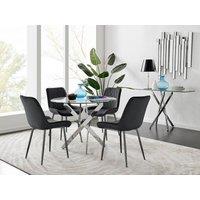 FurnitureboxUK Novara 100cm Round Dining Table and 4 Pesaro Black Leg Chairs