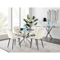 FurnitureboxUK Novara 100cm Round Dining Table and 4 Pesaro Black Leg Chairs in Cream