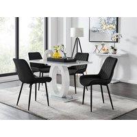 FurnitureboxUK Giovani 4 Grey Dining Table & 4 Pesaro Black Leg Chairs